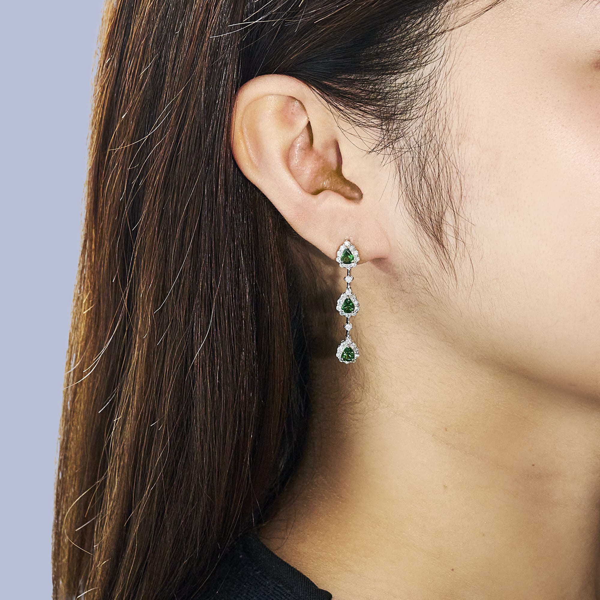 PS グリーンガーネット3連ピアス PT900|A Jewelry Box 公式通販サイト