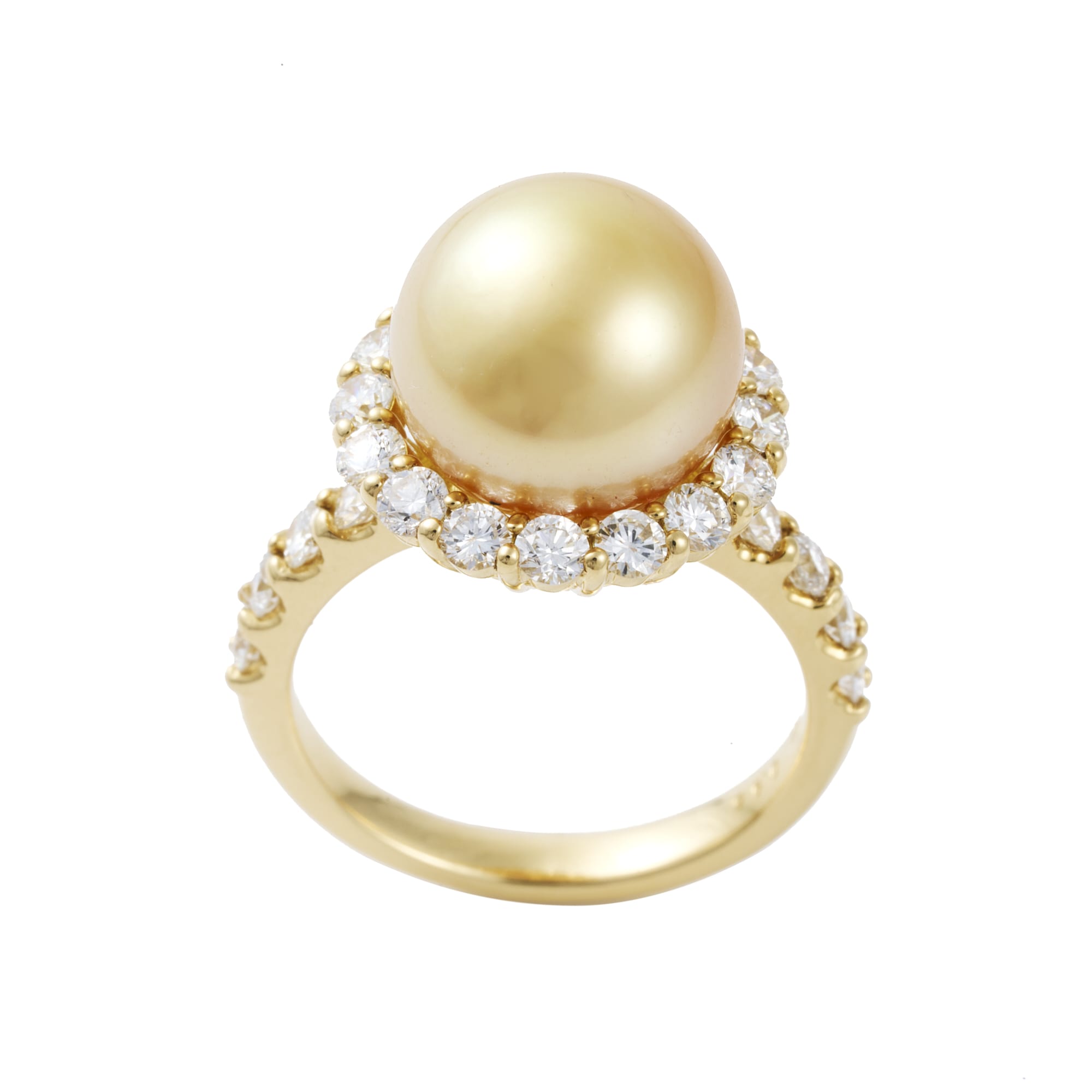 南洋真珠ゴールデン10mm キャサリン妃巻き K18YGリング|A Jewelry Box 公式通販サイト