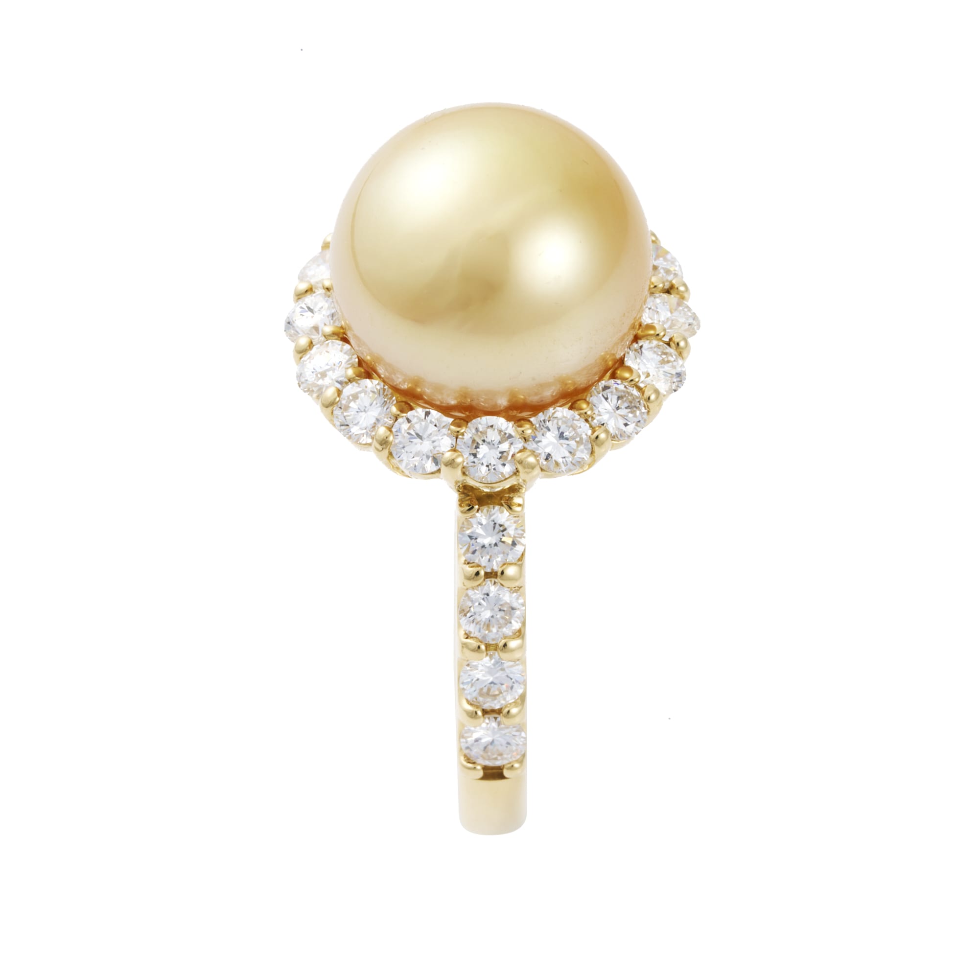 南洋真珠ゴールデン10mm キャサリン妃巻き K18YGリング|A Jewelry Box 公式通販サイト