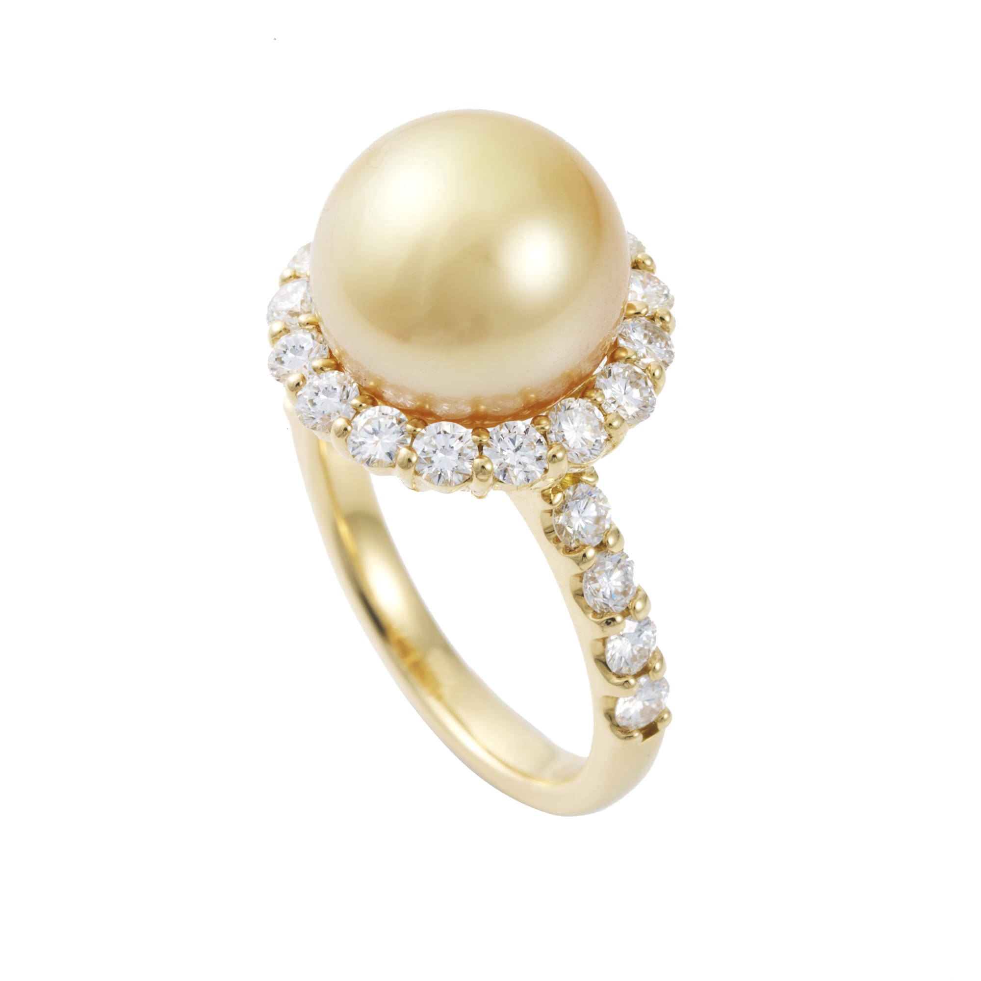 南洋真珠ゴールデン10mm キャサリン妃巻き K18YGリング|A Jewelry Box 公式通販サイト