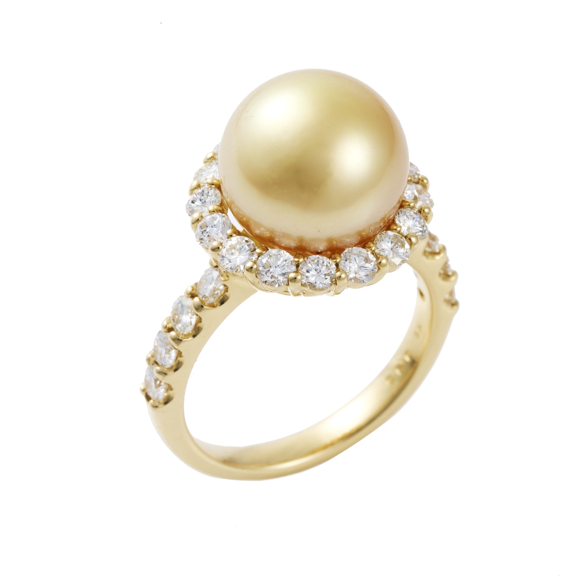 南洋真珠ゴールデン10mm キャサリン妃巻き K18YGリング|A Jewelry Box 公式通販サイト