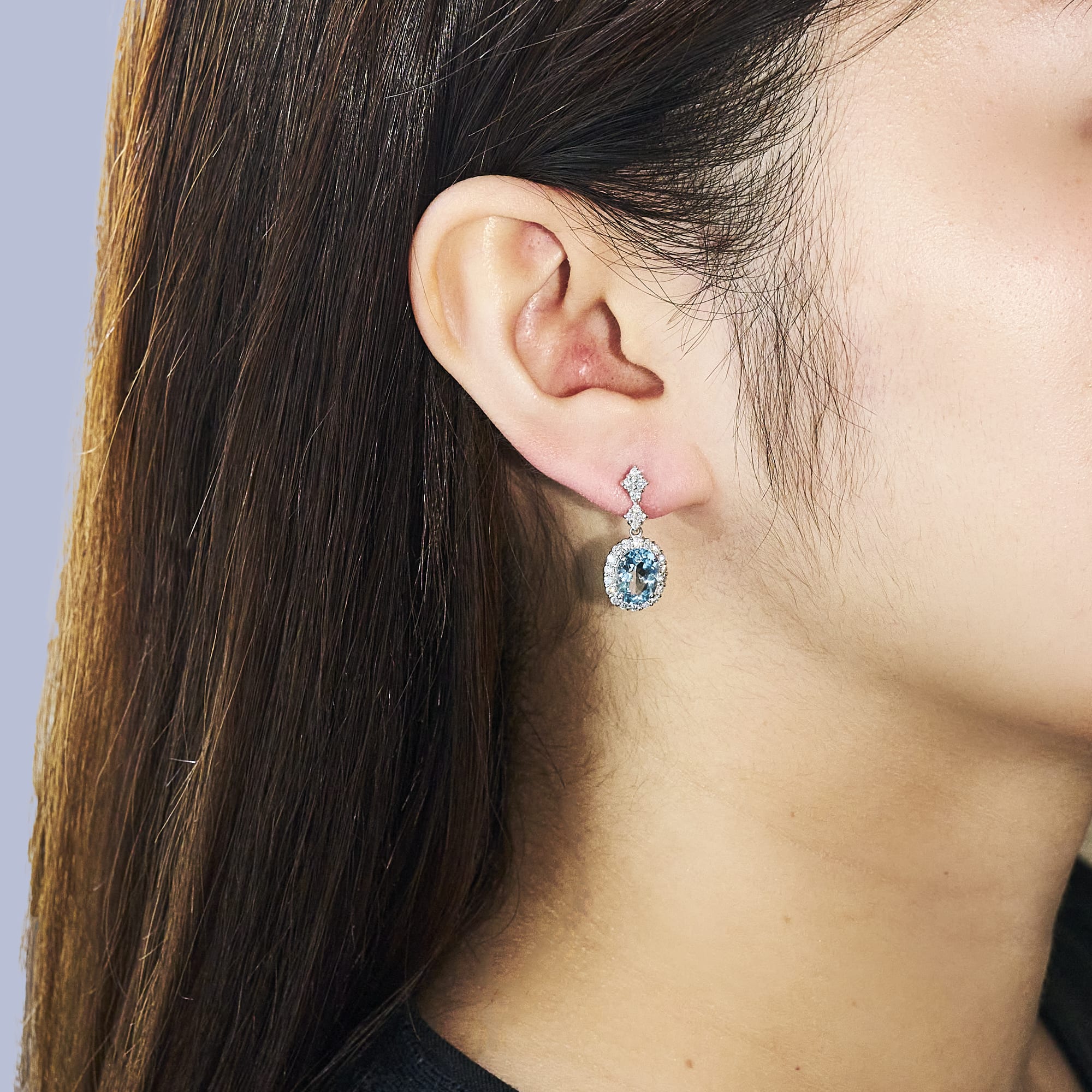 OV アクアマリン揺れるピアス PT900|A Jewelry Box 公式通販サイト