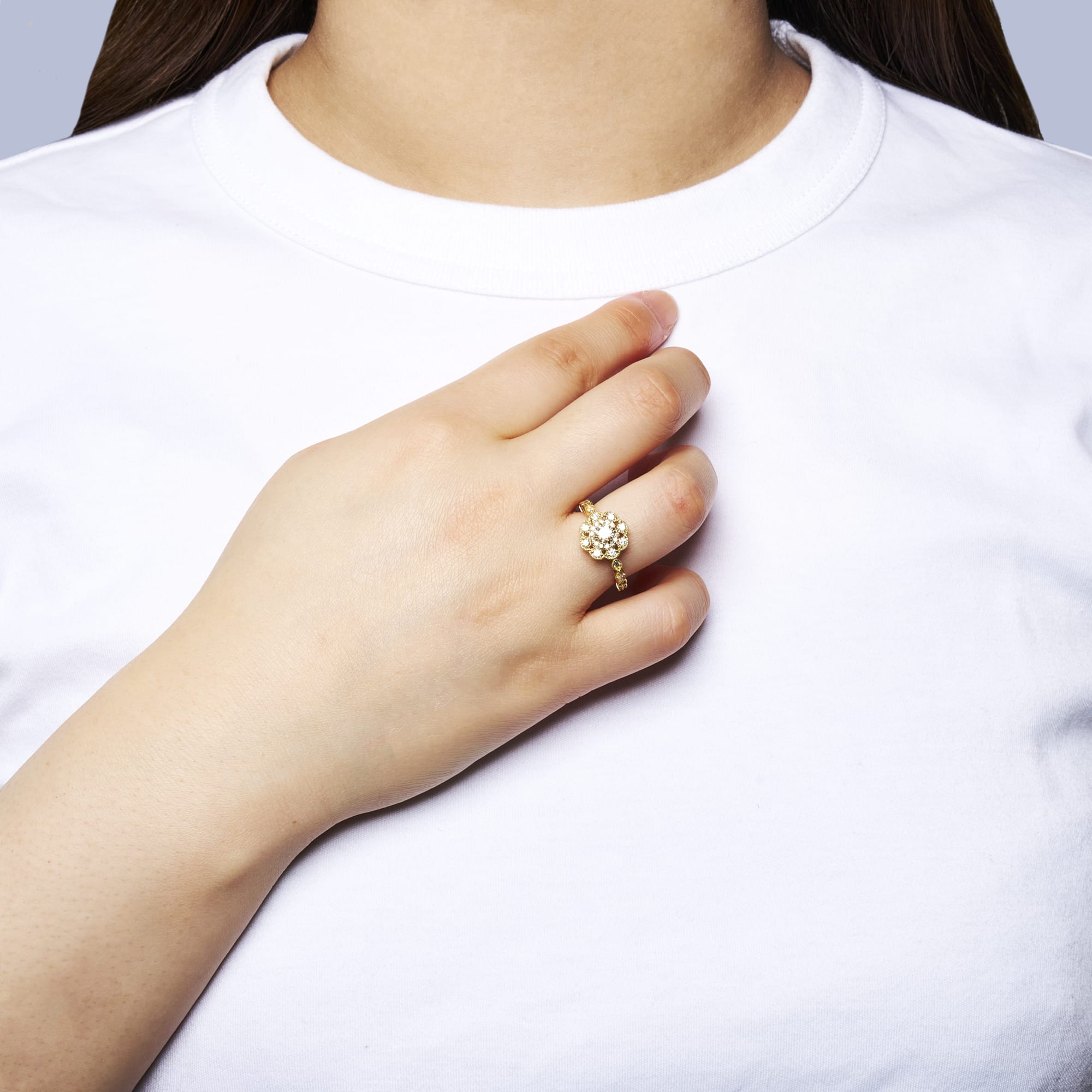 RO ダイヤ お花リング K18YG|A Jewelry Box 公式通販サイト