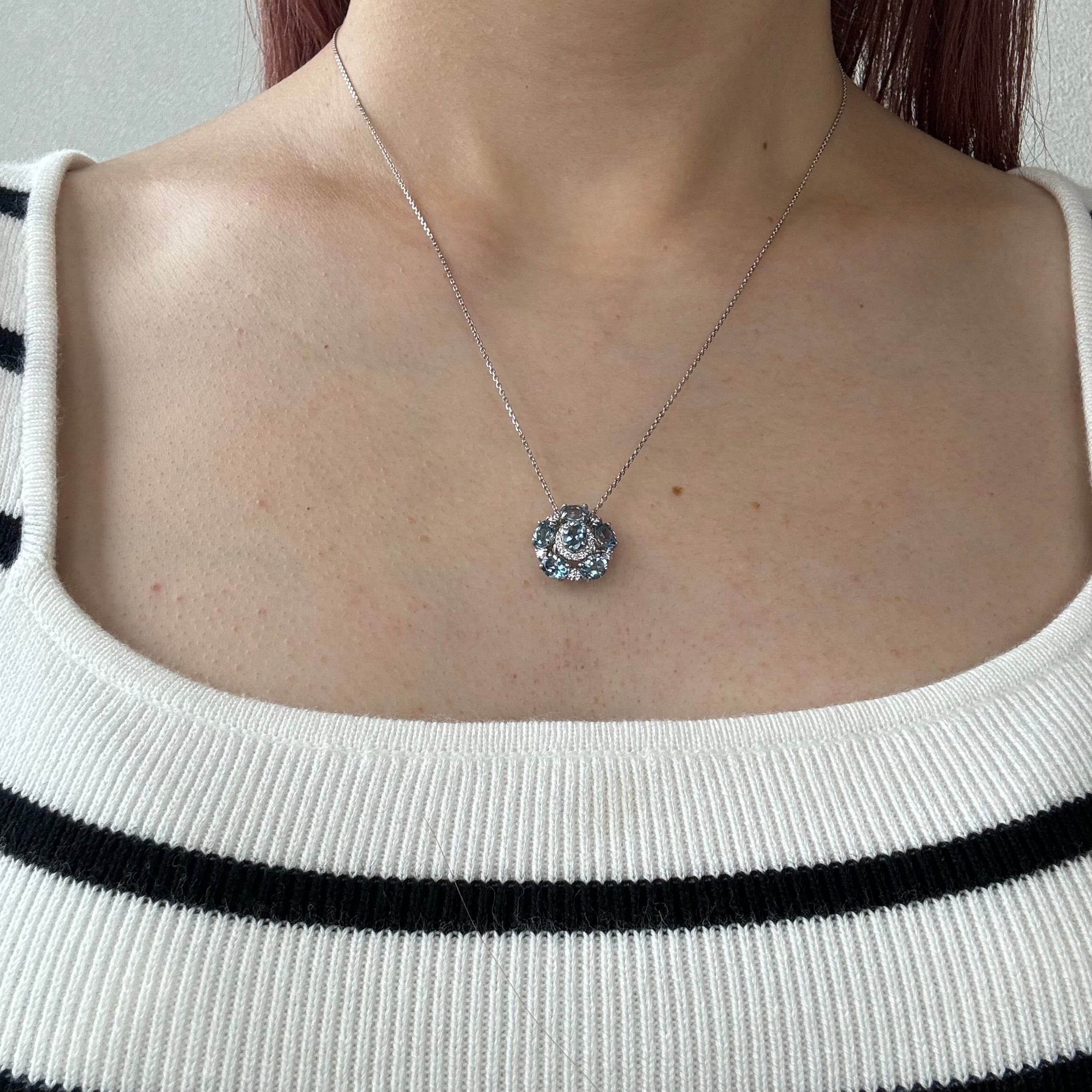 ガブリオレ ネックレス〜濃いアクアマリンを使用|A Jewelry Box 公式通販サイト