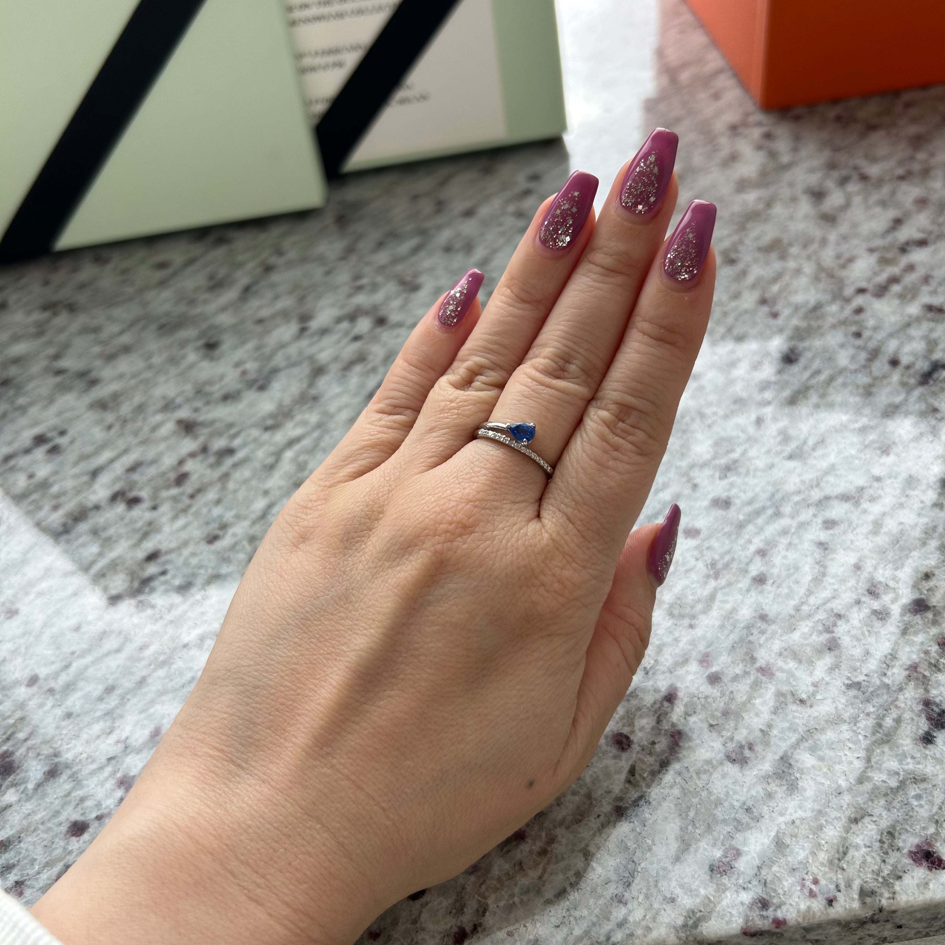 コーンフラワーサファイアリング中石0.49ct前後 PS PT〜NO HEATコーンフラワー AIGS|A Jewelry Box 公式通販サイト