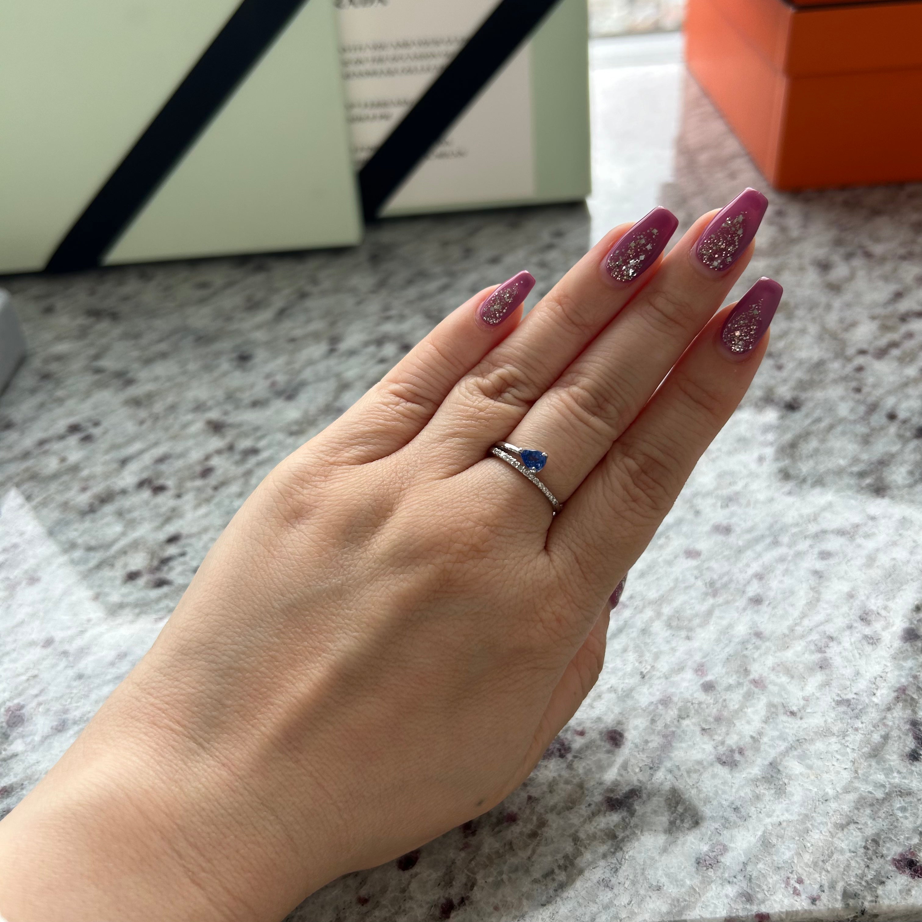 コーンフラワーサファイアリング中石0.49ct前後 PS PT〜NO HEATコーンフラワー AIGS|A Jewelry Box 公式通販サイト