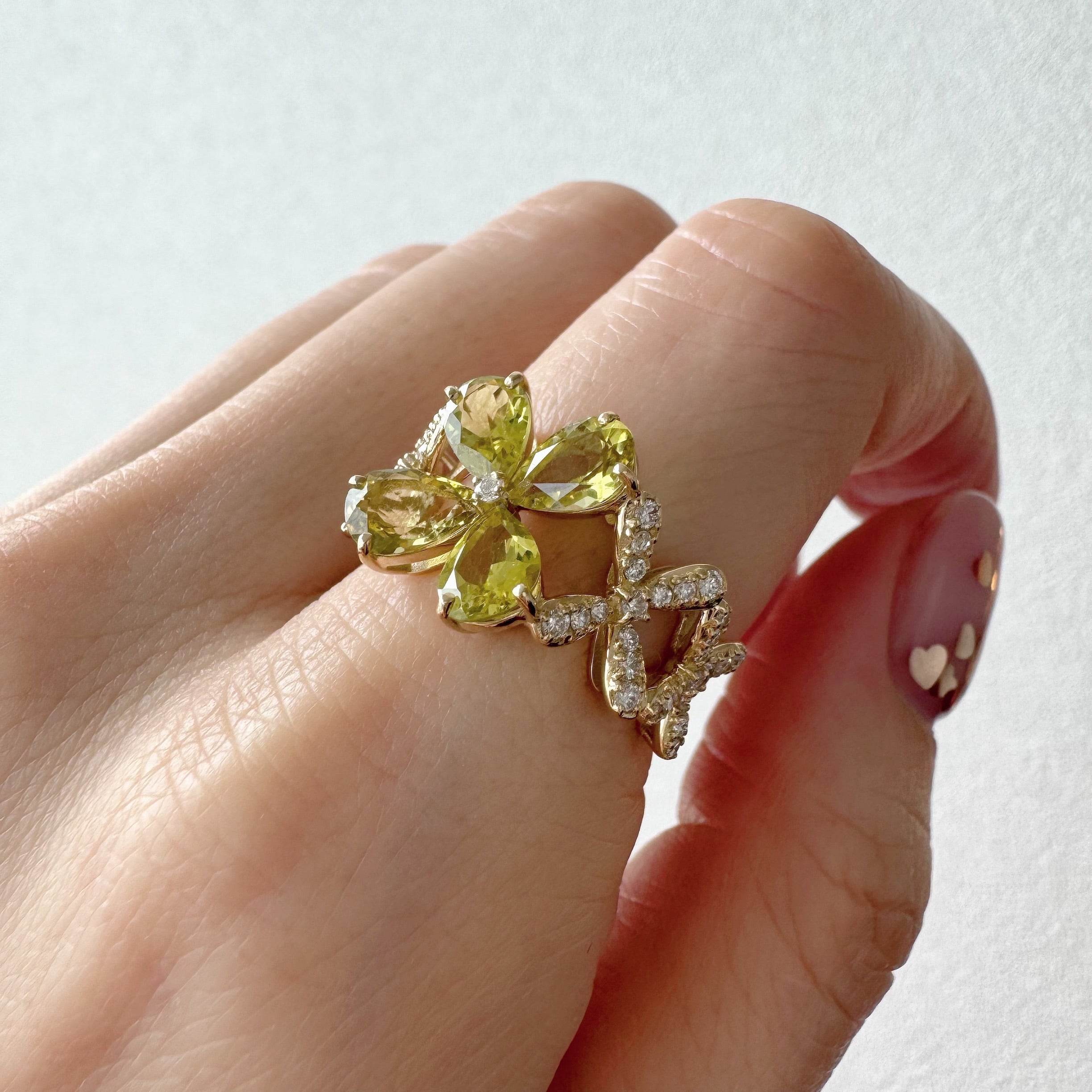 K18 カナリートルマリン　フラワー　デザインリング　12号 K18 カナリートルマリン フラワー デザインリング 12号 楽天市場