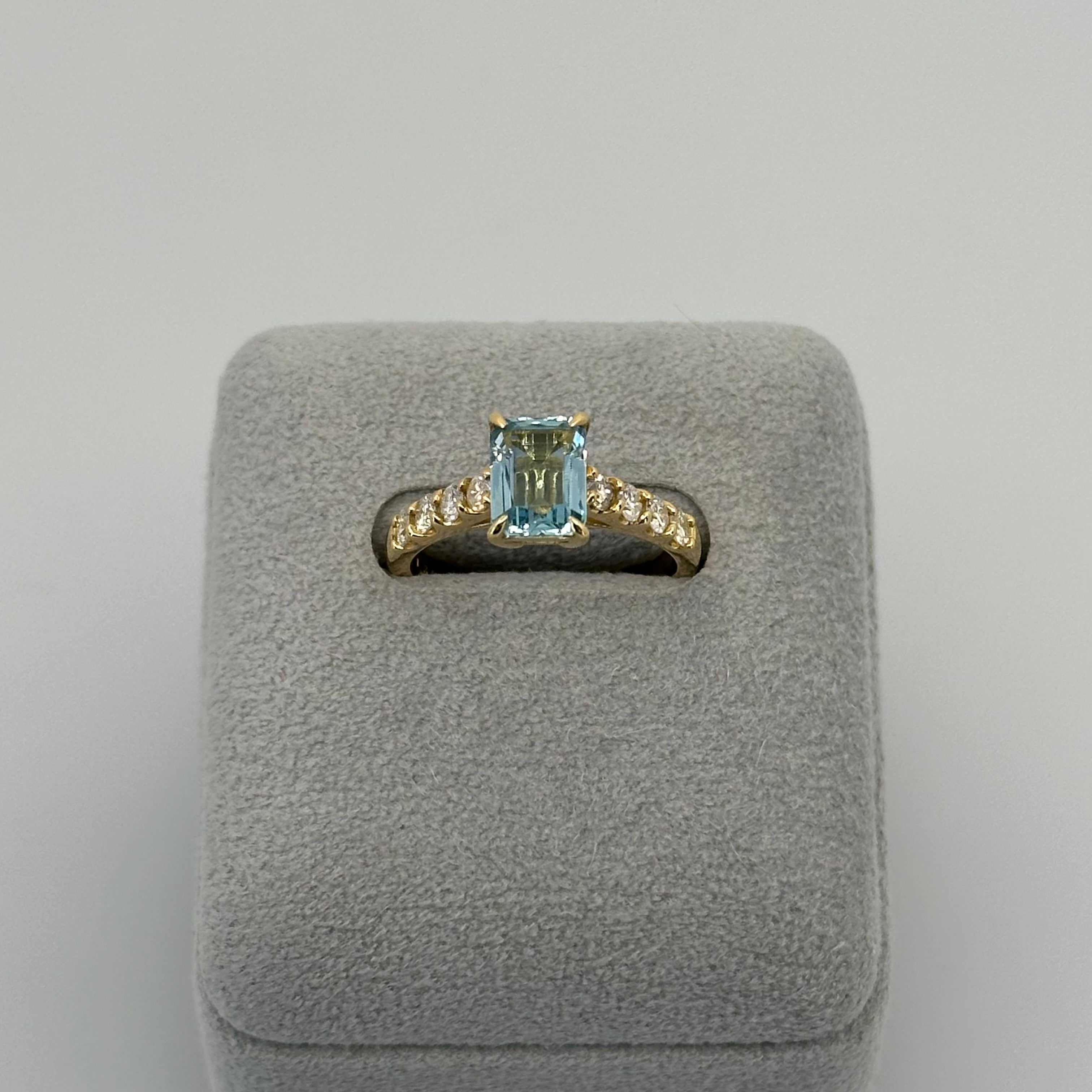 ［新作/１点限定/ソワレ］リング　アクアマリン OV PT/EM YG