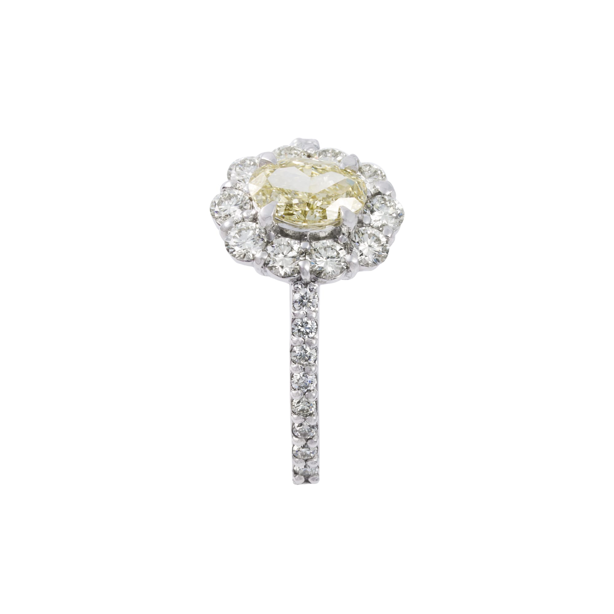OV　ライトイエローダイヤ　取り巻きリング　ソーティング付き　SI1｜A Jewelry Box 公式通販サイト