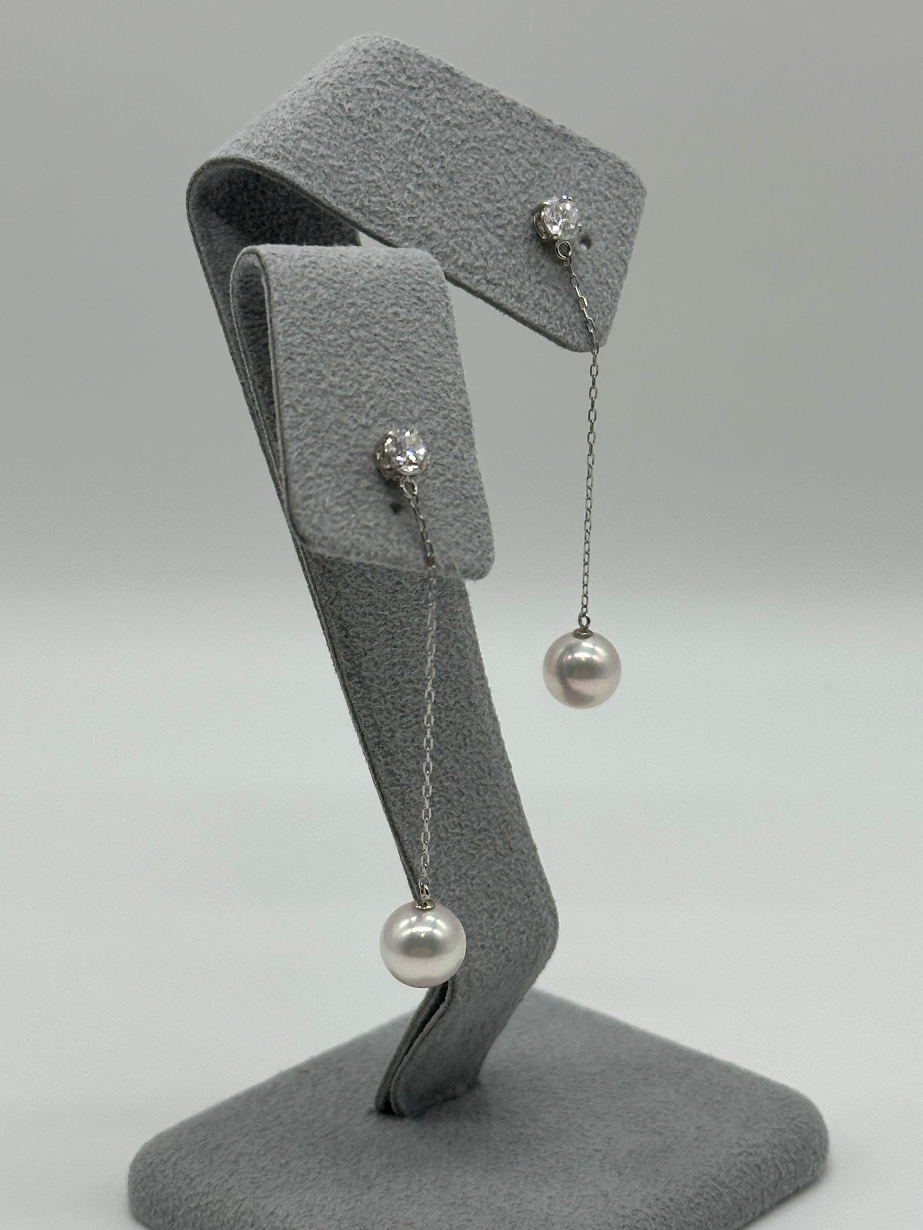 [プロポーズされるピアス] ポインターノーマル×真珠 ゆらゆら ピアス〜中石0.3ct G SI GD UP｜A Jewelry Box 公式通販サイト