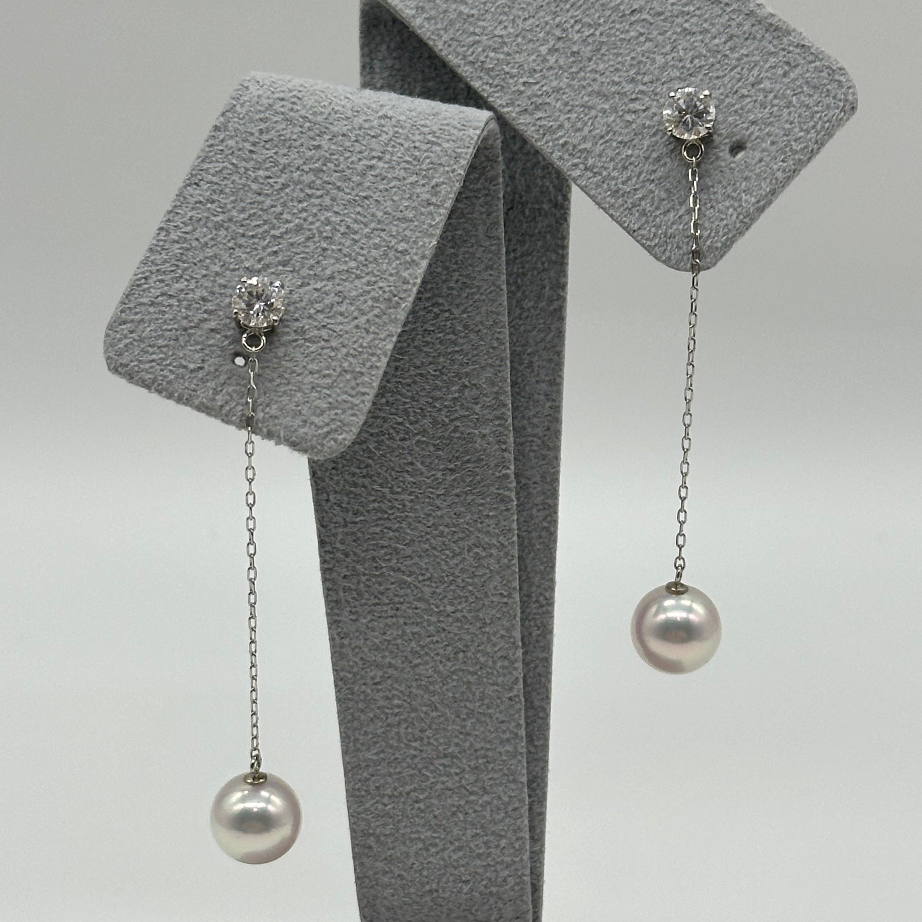 [プロポーズされるピアス] ポインターノーマル×真珠 ゆらゆら ピアス〜中石0.3ct G SI GD UP｜A Jewelry Box 公式通販サイト