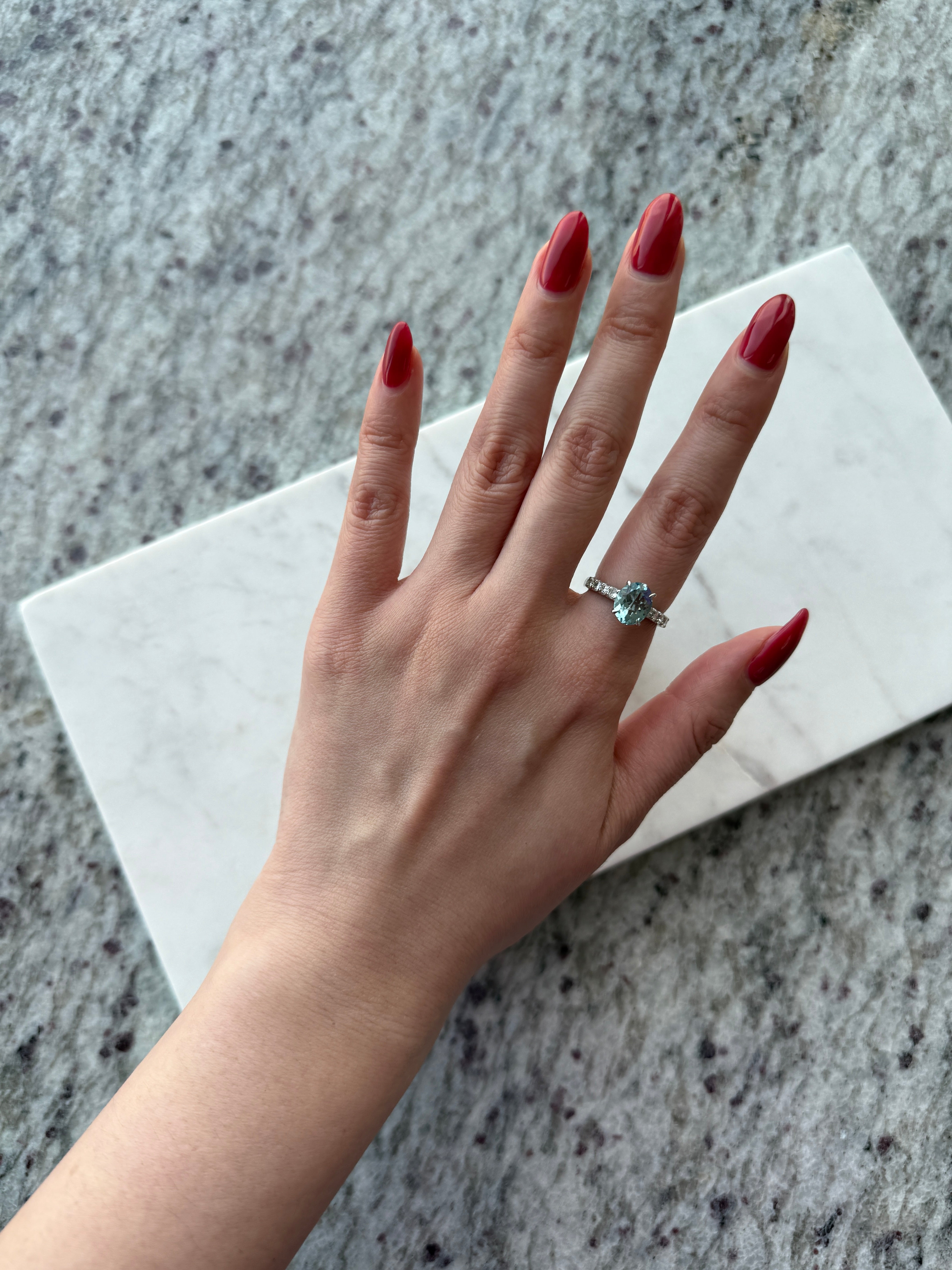 ［新作/１点限定/ソワレ］リング　アクアマリン OV PT/EM YG