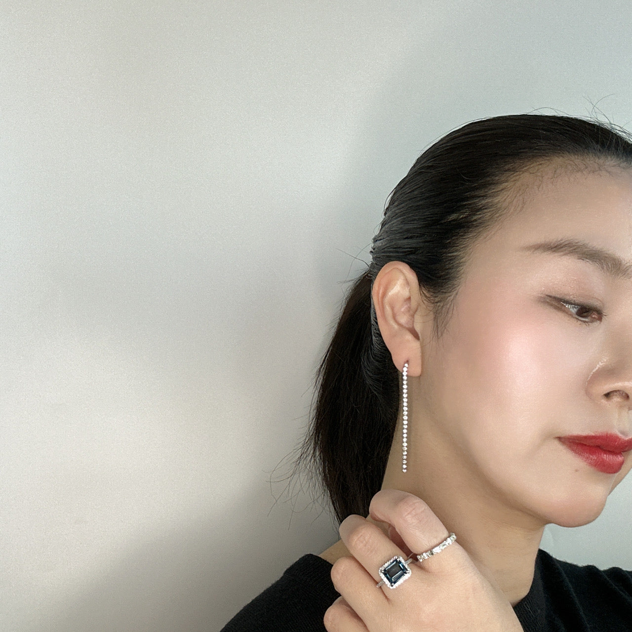 ［一点物/エタンスレ]ピアス ダイヤ ロング 1ct前後×2｜A Jewelry Box 公式通販サイト