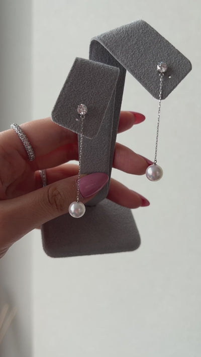[プロポーズされるピアス] ポインターノーマル×真珠 ゆらゆら ピアス〜中石0.3ct G SI GD UP｜A Jewelry Box 公式通販サイト