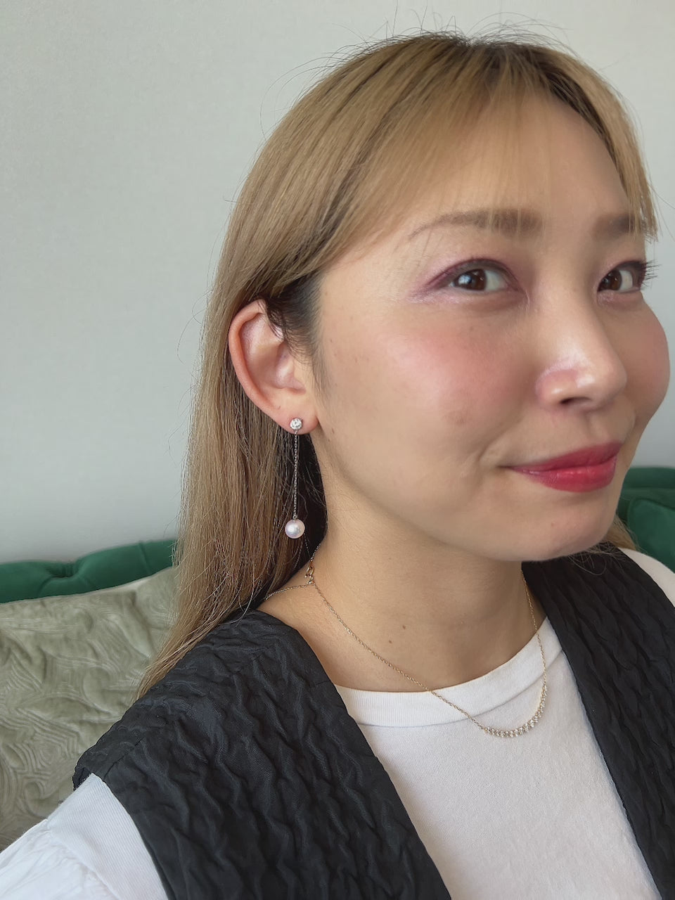 [プロポーズされるピアス] ポインターノーマル×真珠 ゆらゆら ピアス〜中石0.3ct G SI GD UP｜A Jewelry Box 公式通販サイト