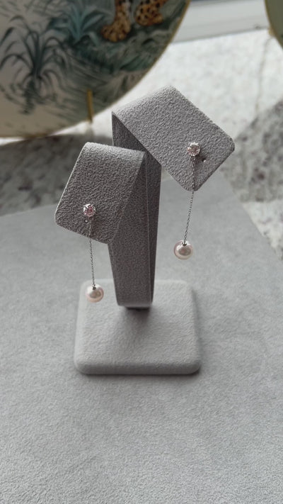 [プロポーズされるピアス] ポインターノーマル×真珠 ゆらゆら ピアス〜中石0.3ct G SI GD UP｜A Jewelry Box 公式通販サイト