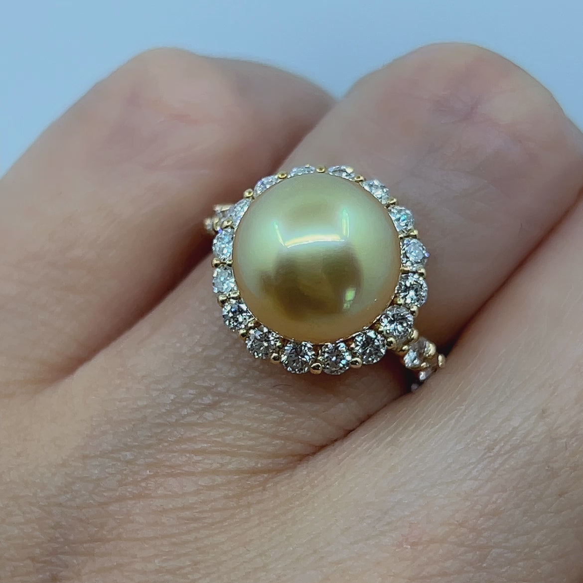 南洋真珠ゴールデン10mm キャサリン妃巻き K18YGリング｜A Jewelry Box 公式通販サイト