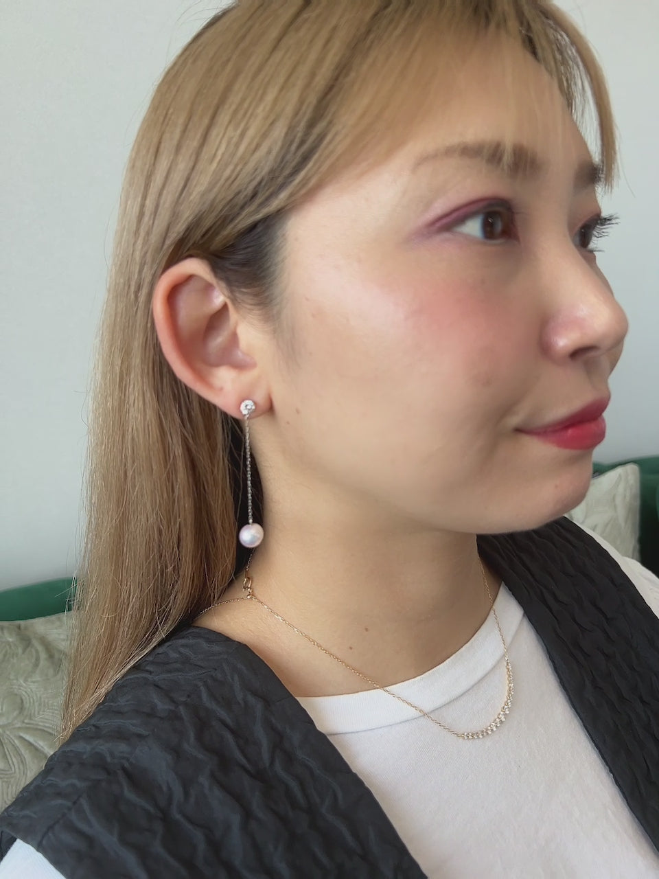 [プロポーズされるピアス] ポインターノーマル×真珠 ゆらゆら ピアス〜中石0.3ct G SI GD UP｜A Jewelry Box 公式通販サイト